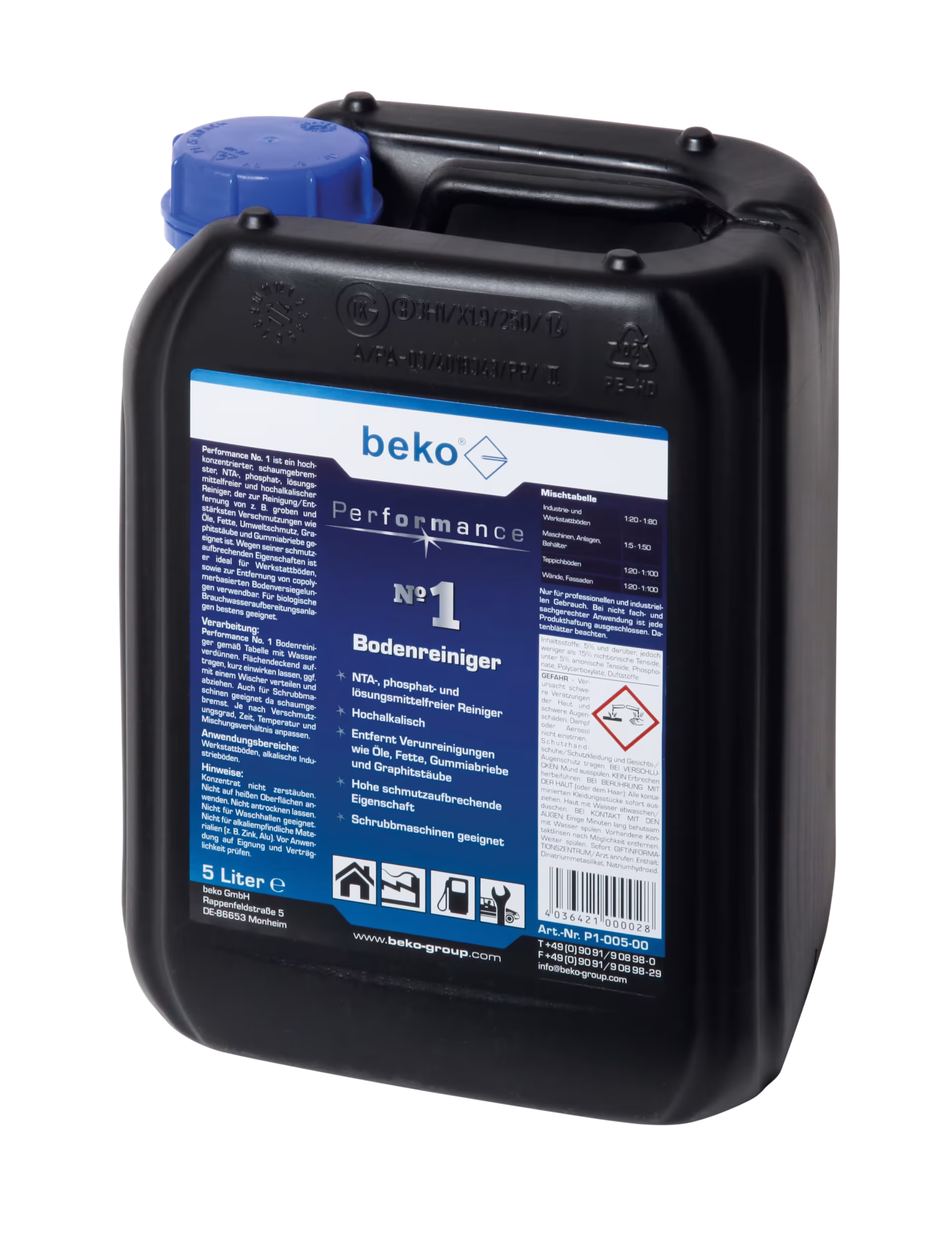 Numéro de performance. 1 nettoyant pour sols en bidon de 5 l de la catégorie des produits d'entretien automobile avec le réf. P1-005-00