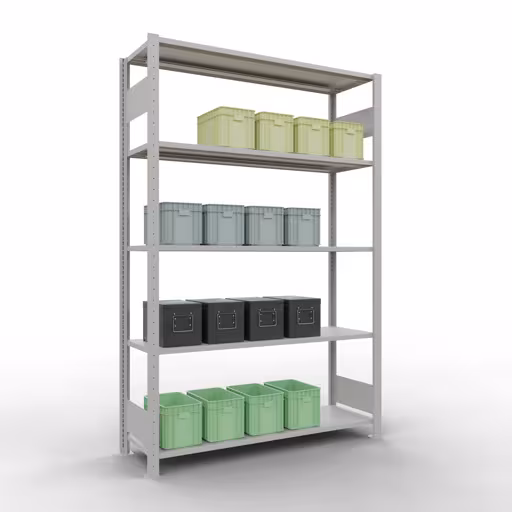 Image supplémentaire de l'article Étagère de base, étagère, système enfichable MULTIplus150, 2000 x 1300 x 400 mm, 5 étagères, gris clair RAL 7035 à partir de l'étagère de base
