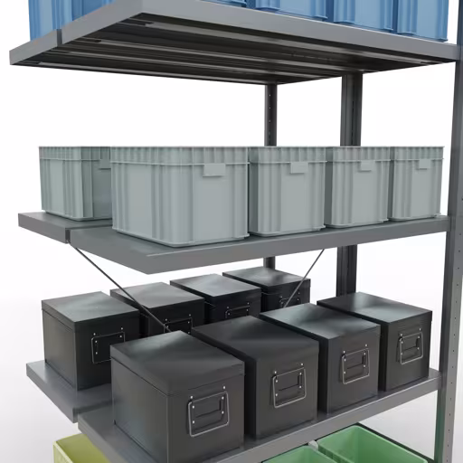 Image du produit n° 8 de l'article, , Système d'étagères MULTIplus250, 2000 x 1000 x (2x400) mm, 2x5 étagères, galvanisé de la gamme d'étagères pour étagères de la marque Schulte Lagertechnik