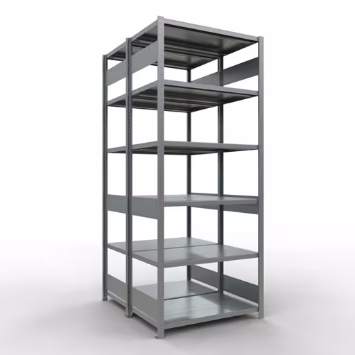 Scaffale base, scaffale doppio, sistema di scaffali MULTIplus250, 2500 x 1000 x (2x600) mm (AxLxP), 2x6 ripiani, barre longitudinali, zincato di Schulte Lagertechnik dalla categoria scaffali