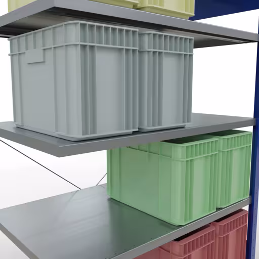 Image du produit n° 12 de l'article Rayonnage complémentaire, rayonnage à étagères, système enfichable MULTIplus250, 2000 x 1300 x 800 mm, 5 étagères, traverse, RAL 5010 bleu gentiane/galvanisé Figure n° 12 de l'article étagère complémentaire, étagère à étagères, système enfichable MULTIplus250, 2000 x 1300 x 800 mm, 5 étagères, RAL 5010 bleu gentiane/galvanisé du groupe de produits système enfichable de la marque Schulte Lagertechnik