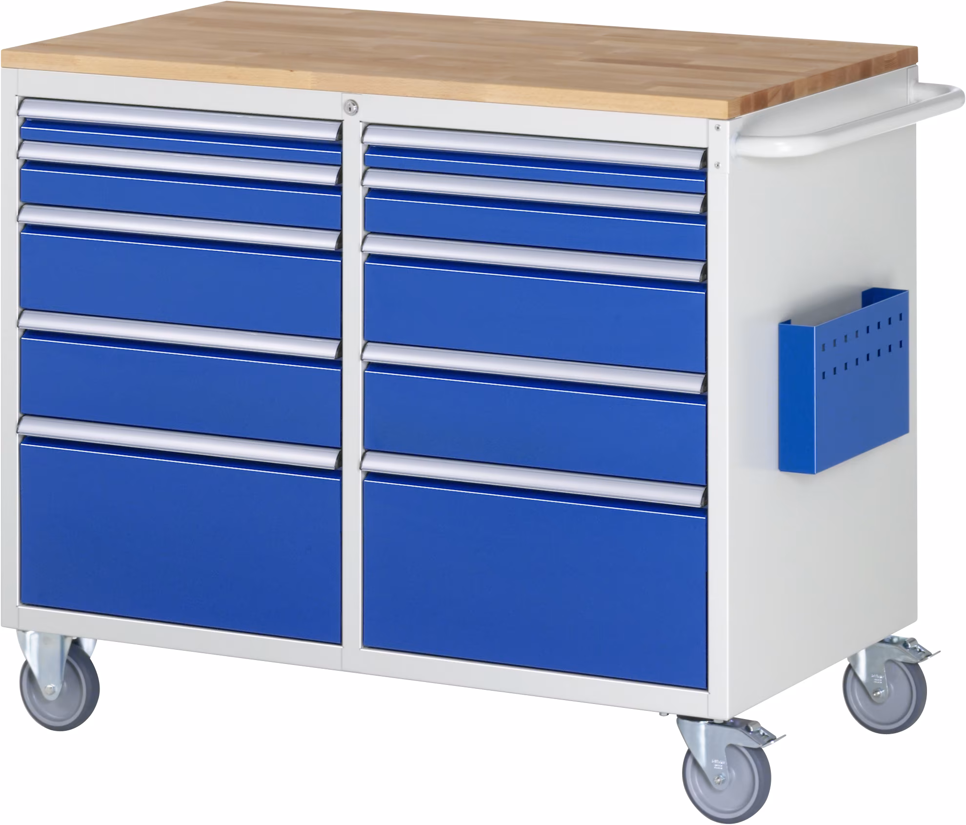 Chariot de montage LL5.2, L1145xP650xH975mm, 10 tiroirs à extension partielle, plateau en hêtre massif 25mm de Rau Chariot de montage LL5 avec plateau en hêtre massif épaisseur 25 mm de la catégorie Systèmes d'organisation et chariots d'atelier avec le numéro d'article 05-LL5.2.2A-B.11