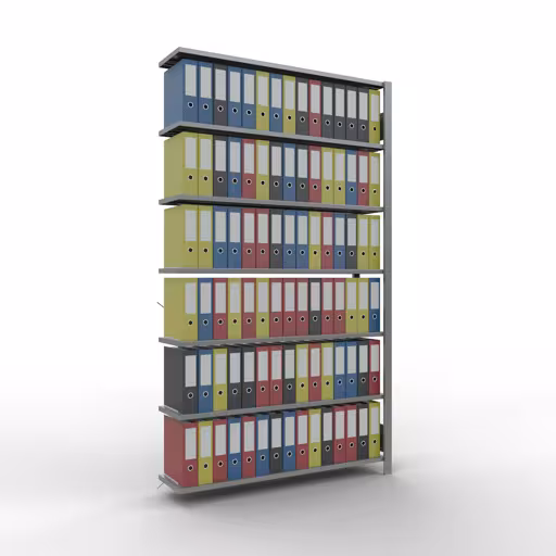 Produktbild Nr 11 des Artikels Anbauregal, Büro-Fachbodenregal Stecksystem MULTIplus85, 2300 x 1300 x 300 mm (HxBxT), 7 Fachböden, Kreuzstrebe, verzinkt, ohne Anschlagleiste Abbildung Nr 11 des Artikels Anbauregal, Büro-Fachbodenregal Stecksystem MULTIplus85, 2300 x 1300 x 300 mm (HxBxT), 7 Fachböden, Kreuzstrebe, verzinkt, ohne Anschlagleiste aus der Produktgruppe Büroregale von der Marke Schulte Lagertechnik