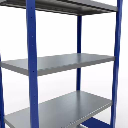 Figura n. 12 dell'articolo scaffale base, scaffale, sistema a innesto MULTIplus250, 2000 x 1000 x 500 mm (AxLxP), 5 ripiani, barre longitudinali, RAL 5010 blu genziana/zincato del gruppo di prodotti sistema a innesto della marca Schulte Lagertechnik
