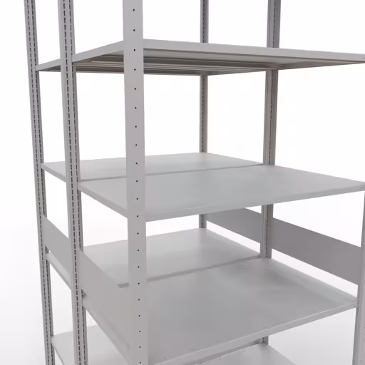 Étagère de base, étagère double, système d'étagères MULTIplus150, 3000 x 1000 x (2x600) mm (HxLxP), 2x7 étagères, barres de longueur, RAL 7035 gris clair avec le GTIN 4058255012596 Étagère de base, étagère double, système d'étagères enfichables MULTIplus150, 3000 x 1000 x (2x600) mm, 2x7 étagères, gris clair RAL 7035 de Schulte Lagertechnik avec le numéro d'article 110001. 33162
