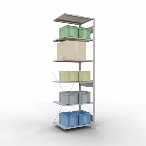 Image supplémentaire de l'article Tablette supplémentaire, étagère MULTIplus150 système enfichable, 2500 x 750 x 600 mm, 6 tablettes, traverse, RAL 7035 gris clair à partir de la tablette supplémentaire