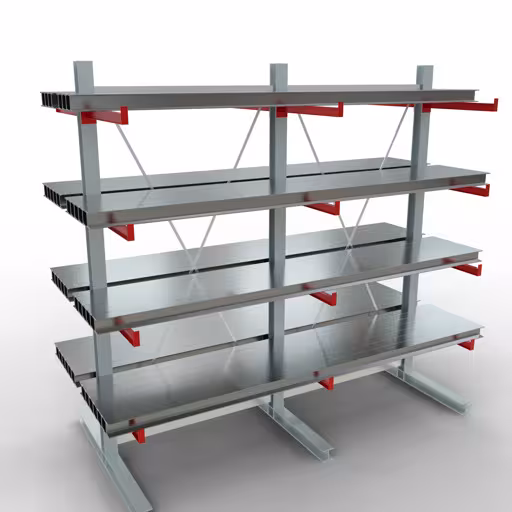 Scaffale completo K 6000, bifacciale, 3000 x 3000 x 2x 750 mm, RAL 7001 / RAL 3000, 5 livelli di stoccaggio di Schulte Lagertechnik con l'articolo n. 28718