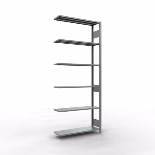 Scaffale aggiuntivo, scaffale, sistema a innesto MULTIplus150, 2500 x 1000 x 300 mm (AxLxP), 6 ripiani, barre longitudinali, zincato, ripiano aggiuntivo, articolo n. 12736-LR