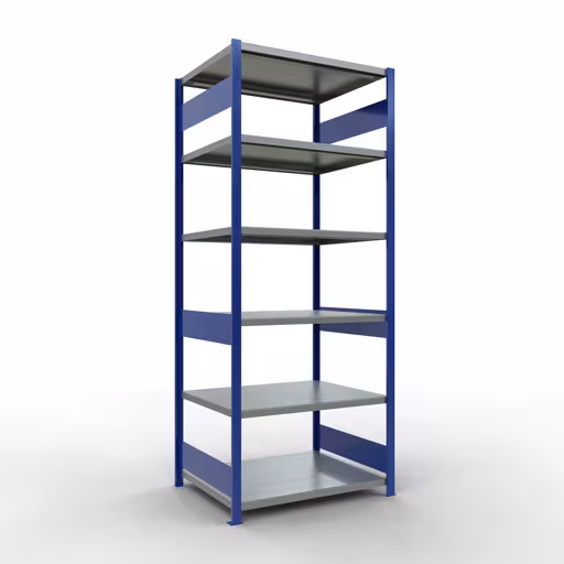 Figure n° 15 de l'article étagère de base, étagère, système enfichable MULTIplus250, 2500 x 1000 x 800 mm, 6 étagères, RAL 5010 bleu gentiane/galvanisé du groupe de produits système enfichable de Schulte Lagertechnik