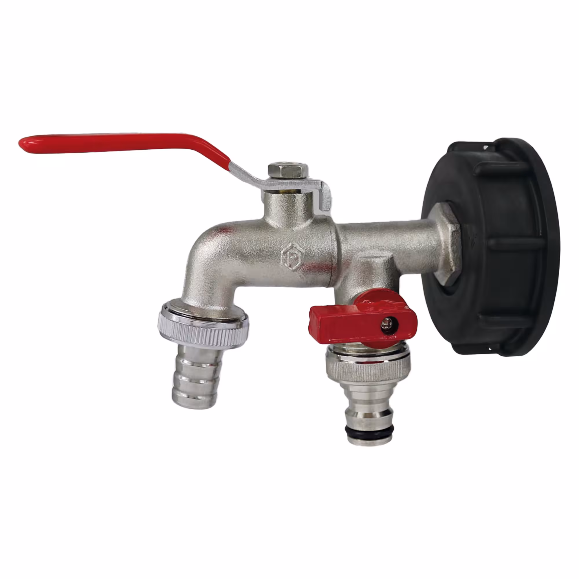 Adaptateur IBC avec vanne de sortie à double bille 1/2'', système de réservoir IBC, réf. 92176