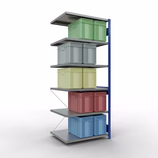 Rayonnage supplémentaire, étagère, système enfichable MULTIplus250, 2500 x 1000 x 800 mm, 6 étagères, traverse, RAL 5010 bleu gentiane/galvanisé de la marque Schulte Lagertechnik de la gamme de produits système enfichable