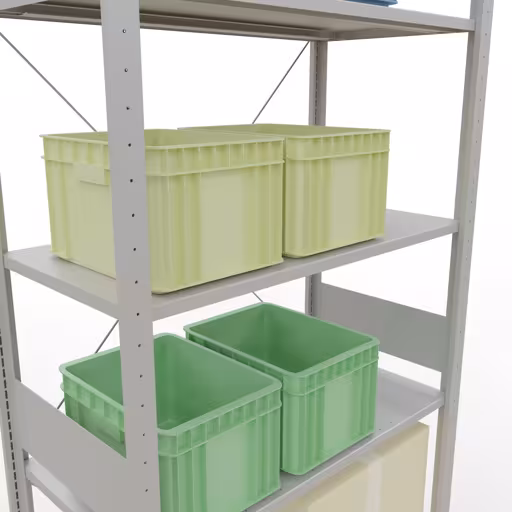 Image du produit n° 12 de l'article étagère de base, étagère, système enfichable MULTIplus150, 3000 x 1000 x 500 mm, 7 étagères, traverse, RAL 7035 gris clair Figure n° 12 de l'article étagère de base, système d'étagères enfichables MULTIplus150, 3000 x 1000 x 500 mm, 7 étagères, gris clair RAL 7035 du groupe de produits système enfichable de Schulte Lagertechnik