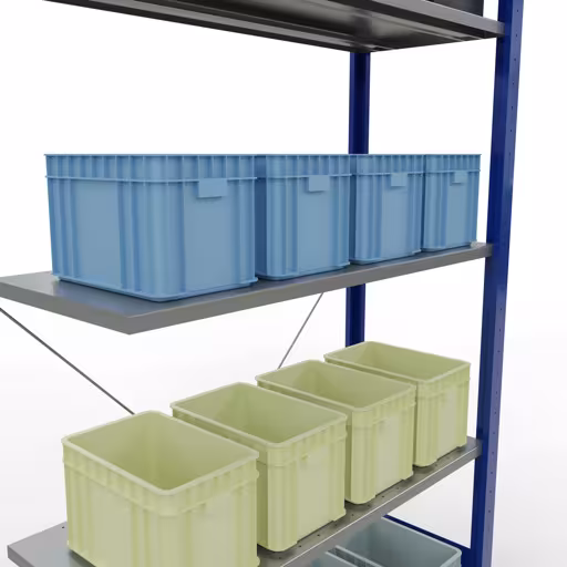 Immagine del prodotto n. 16 dell'articolo Scaffali aggiuntivi, scaffale, sistema a innesto MULTIplus85, 2000 x 1000 x 400 mm (AxLxP), 5 ripiani, traversa, RAL 5010 blu genziana Figura n. 16 dell'articolo scaffale aggiuntivo, scaffale a scaffale, sistema a innesto MULTIplus85, 2000 x 1000 x 400 mm (AxLxP), 5 ripiani, traversa, RAL 5010 blu genziana del gruppo di prodotti sistema a innesto della marca Schulte Lagertechnik