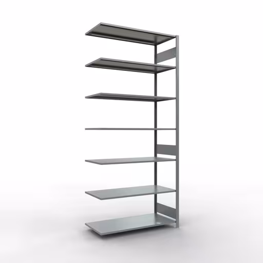 Scaffale aggiuntivo, scaffale, sistema a innesto MULTIplus150, 3000 x 1300 x 600 mm (AxLxP), 7 ripiani, barre longitudinali, zincato, ripiano aggiuntivo, articolo n. 12767-130-LR