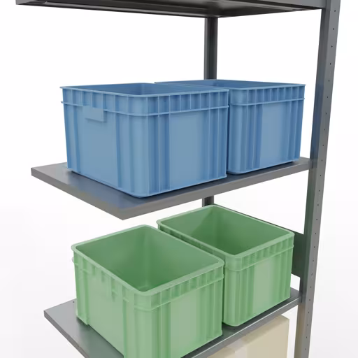 Scaffali aggiuntivi, scaffali, sistema a innesto MULTIplus150, 3000 x 750 x 500 mm (AxLxP), 7 ripiani, barre longitudinali, zincato di Schulte Lagertechnik della categoria Sistemi a innesto