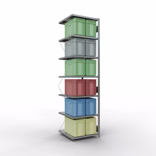 Scaffali componibili, scaffali, sistema a innesto MULTIplus250, 3000 x 750 x 800 mm (AxLxP), 7 ripiani, traversa, zincato della marca Schulte Lagertechnik della gamma dei sistemi a innesto