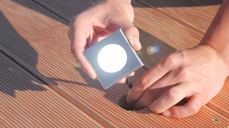 TerraLight Spot individuel carré 60 x 60 mm, inox V4A brossé, blanc chaud Person, Elektronik, Handy, Holz, Hand