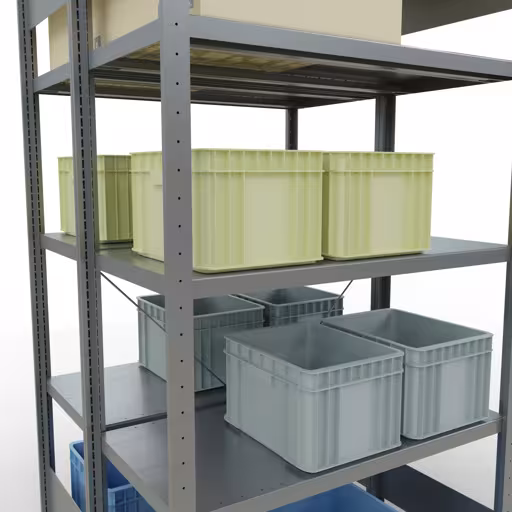 Scaffale base, scaffale doppio, sistema di scaffali MULTIplus250, 2000 x 1000 x (2x500) mm (AxLxP), 2x5 ripiani, traversa, zincato della categoria scaffale doppio con GTIN 4004514286116 Scaffale base, scaffale doppio, sistema di scaffali MULTIplus250, 2000 x 1000 x (2x500) mm (AxLxP), 2x5 ripiani, traversa, zincato della marca Schulte Lagertechnik dal programma scaffali