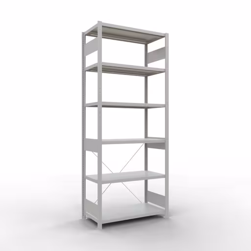 Figura n. 11 dell'articolo scaffale base, scaffale, sistema a innesto MULTIplus330, 2500 x 1000 x 500 mm (AxLxP), 6 ripiani, traversa, RAL 7035 grigio chiaro del gruppo di prodotti sistema a innesto della marca Schulte Lagertechnik