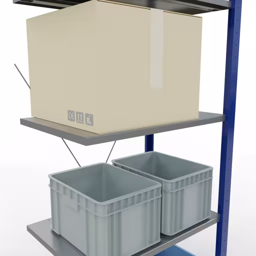 Rayonnage supplémentaire, étagère, système enfichable MULTIplus150, 2000 x 750 x 500 mm, 5 étagères, traverse, RAL 5010 bleu gentiane/galvanisé/galvanisé avec la référence réf. 12755-75-B Rayonnage supplémentaire, étagère, système enfichable MULTIplus150, 2000 x 750 x 500 mm, 5 étagères, traverse, RAL 5010 bleu gentiane/galvanisé/galvanisé de Schulte Lagertechnik de la catégorie système enfichable