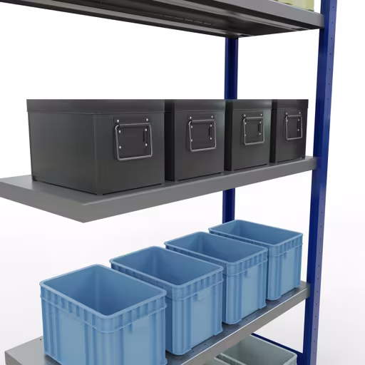 Immagine aggiuntiva dell'articolo Ripiano aggiuntivo, scaffale MULTIplus330 sistema a innesto, 2000 x 1000 x 400 mm (AxLxP), 5 ripiani, barra longitudinale, RAL 5010 blu genziana/zincato da ripiano aggiuntivo