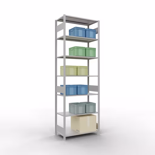 Étagère de base, étagère, système enfichable MULTIplus150, 3000 x 1000 x 500 mm, 7 étagères, RAL 7035 gris clair de la marque Schulte Lagertechnik de la gamme de produits du système enfichable