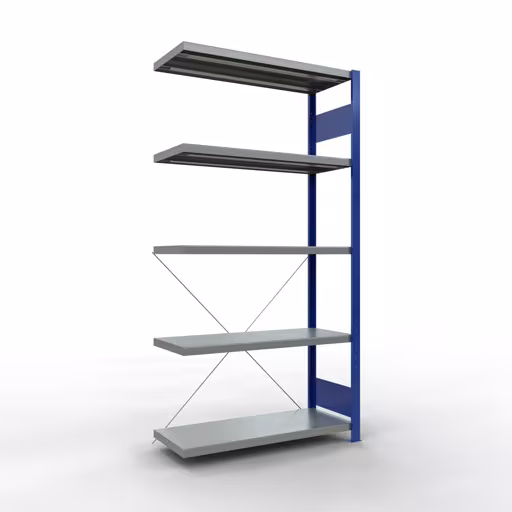 Étagère supplémentaire, étagère, système enfichable MULTIplus250, 2000 x 1000 x 400 mm (HxLxP), 5 étagères, traverse, RAL 5010 bleu gentiane/galvanisé, étagère supplémentaire, réf. 12945-B
