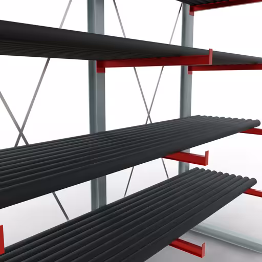 Scaffale completo K 6000, unilaterale, 3000 x 3000 x 1000 mm, RAL 7001 / RAL 3000, 5 livelli di stoccaggio della marca Schulte Lagertechnik dal programma di scaffalature cantilever
