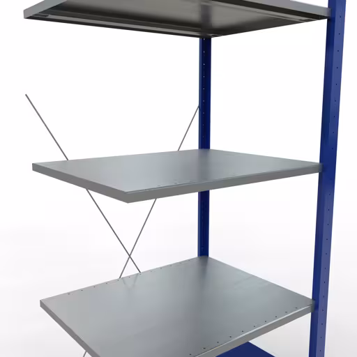 Immagine del prodotto n. 7 dell'articolo scaffale aggiuntivo, sistema a innesto MULTIplus150, 2000 x 750 x 600 mm (AxLxP), 5 ripiani, RAL 5010 blu genziana/zincato/zincato dalla gamma di prodotti del sistema a innesto di Schulte Lagertechnik