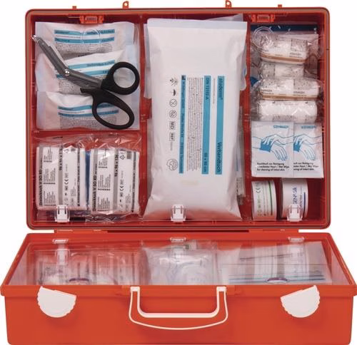 Kit di pronto soccorso per uso professionale, SPECIALE, somministrazione, circa 400 x 300 x 150 mm, arancione, SÖHNGEN, della categoria Söhngen, codice articolo 4000386038