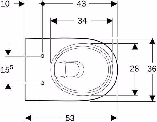 Geberit Renova, WC suspendu, chasse d'eau basse position, partiellement fermé, Rimfree, blanc
