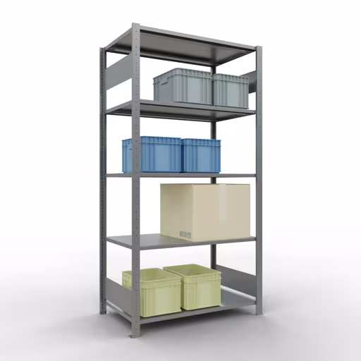 Image supplémentaire de l'article Étagère de base, étagère, système enfichable MULTIplus150, 2000 x 1000 x 600 mm, 5 étagères, barres longitudinales, galvanisé Représentation supplémentaire de l'article étagère de base, étagère à étagères, système enfichable MULTIplus150, 2000 x 1000 x 600 mm, 5 étagères, galvanisé à partir de l'étagère de base