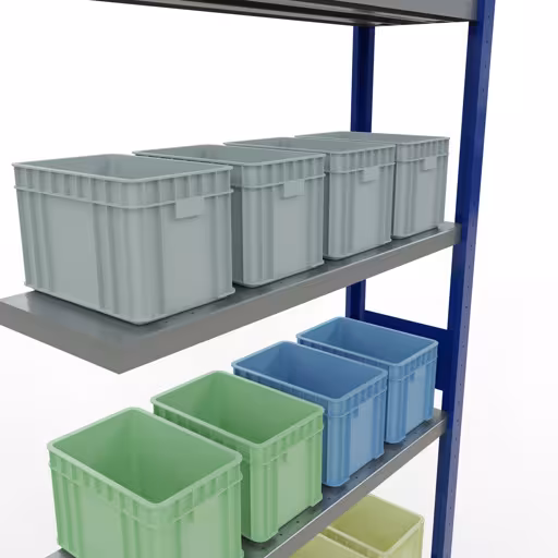 Figure n° 13 de l'article, Étagère MULTIplus330 système enfichable, 3000 x 1000 x 300 mm, 7 étagères, RAL 5010 bleu gentiane/galvanisé du groupe de produits système enfichable de Schulte Lagertechnik
