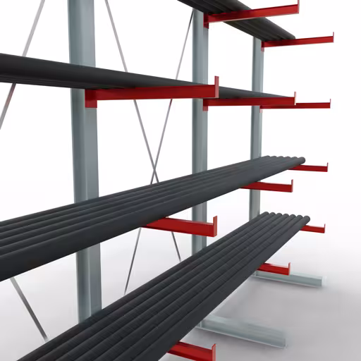 Produktbild Nr 12 des Artikels K 6000 Komplettregal, einseitig, 3000 x 4500 x 750 mm, RAL 7001 / RAL 3000, 5 Lagerebenen Abbildung Nr 12 des Artikels K 6000 Komplettregal, einseitig, 3000 x 4500 x 750 mm, RAL 7001 / RAL 3000, 5 Lagerebenen aus der Produktgruppe Kragarmregale von der Marke Schulte Lagertechnik