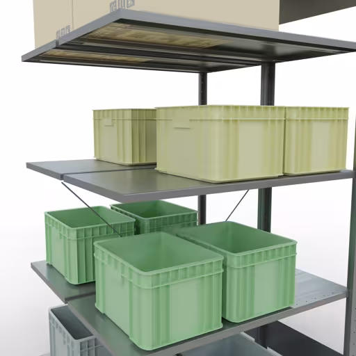 Immagine del prodotto n. 15 dell'articolo Ripiano aggiuntivo, ripiano doppio, scaffale MULTIplus150, 2000 x 1000 x (2x500) mm (AxLxP), 2x5 ripiani, traversa, zincato Figura n. 15 dell'articolo scaffale aggiuntivo, scaffale doppio, sistema di scaffalature MULTIplus150, 2000 x 1000 x (2x500) mm (AxLxP), 2x5 ripiani, traversa, zincato dal gruppo di prodotti Scaffalature a scaffale della marca Schulte Lagertechnik