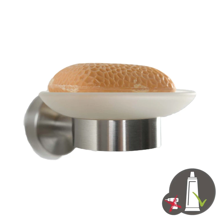 AXIAL Seifenschale Edelstahl Glas - zum KLEBEN oder BOHREN