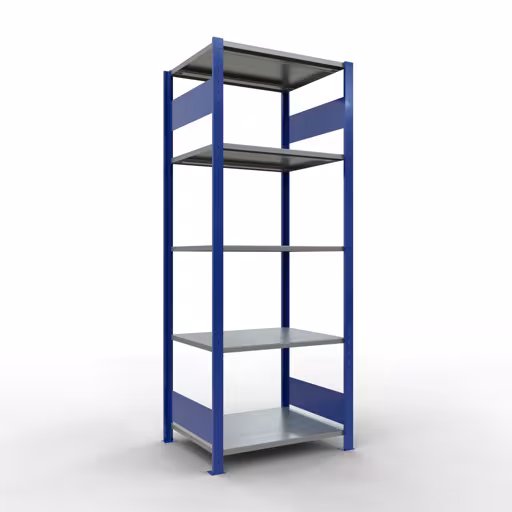 Représentation supplémentaire de l'article étagère de base, étagère, système enfichable MULTIplus150, 2000 x 750 x 600 mm, 5 étagères, RAL 5010 bleu gentiane/galvanisé/galvanisé à partir de l'étagère de base