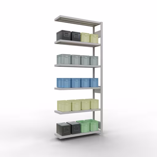 Figure n° 10 de l'article étagère complémentaire, système d'étagères enfichables MULTIplus330, 2500 x 1000 x 300 mm, 6 étagères, gris clair RAL 7035 du groupe de produits système enfichable de Schulte Lagertechnik.
