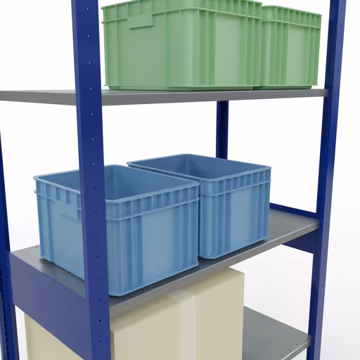 Étagère de base, étagère, système enfichable MULTIplus85, 2500 x 1000 x 500 mm, 6 étagères, traverse, RAL 5010 bleu gentiane de la marque Schulte Lagertechnik de la gamme de produits système enfichable