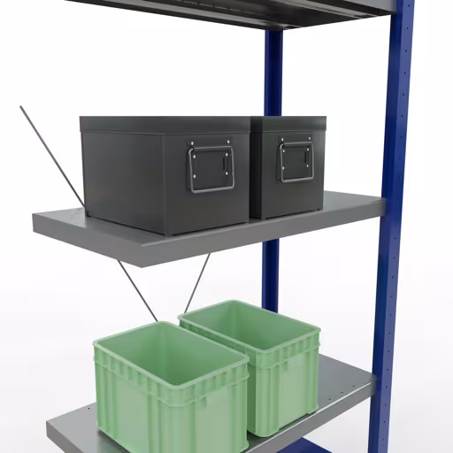 Image supplémentaire de l'article Étagère MULTIplus250, système enfichable, 2000 x 750 x 400 mm, 5 tablettes, traverse, RAL 5010 bleu gentiane/galvanisé/galvanisé à partir d'une étagère supplémentaire