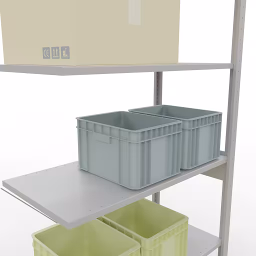 Scaffali aggiuntivi, scaffali, sistema a innesto MULTIplus85, 2500 x 1000 x 500 mm (AxLxP), 6 ripiani, traversa, RAL 7035 grigio chiaro di Schulte Lagertechnik dalla categoria Sistemi a innesto