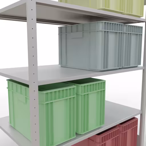 Image du produit n° 12 de l'article étagère de base, système enfichable MULTIplus150, 2000 x 1300 x 800 mm, 5 étagères, gris clair RAL 7035 de la gamme de produits système enfichable de la marque Schulte Lagertechnik