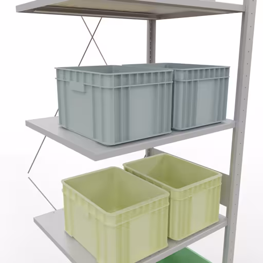 Image du produit n° 11 de l'article étagère complémentaire, étagère à étagères, système enfichable MULTIplus150, 3000 x 750 x 600 mm, 7 étagères, traverse, RAL 7035 gris clair de la gamme de produits du système enfichable de Schulte Lagertechnik