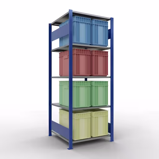 Étagère de base, étagère, système enfichable MULTIplus150, 2000 x 750 x 800 mm, 5 étagères, barres de longueur, RAL 5010 bleu gentiane/galvanisé/galvanisé avec la référence réf. 12780-75-LR-B Étagère de base, étagère, système enfichable MULTIplus150, 2000 x 750 x 800 mm, 5 étagères, RAL 5010 bleu gentiane/galvanisé/galvanisé de Schulte Lagertechnik de la catégorie système enfichable