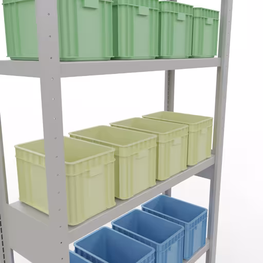 Scaffale base, scaffale, sistema a innesto MULTIplus250, 2500 x 1000 x 300 mm (AxLxP), 6 ripiani, barre longitudinali, RAL 7035 grigio chiaro di Schulte Lagertechnik della categoria Sistemi a innesto