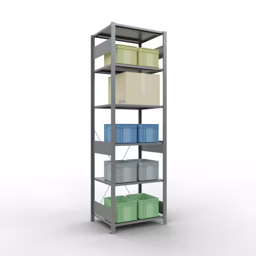 Étagère de base, étagère, système enfichable MULTIplus150, 2500 x 750 x 600 mm, 6 étagères, galvanisée de Schulte Lagertechnik de la catégorie du système enfichable