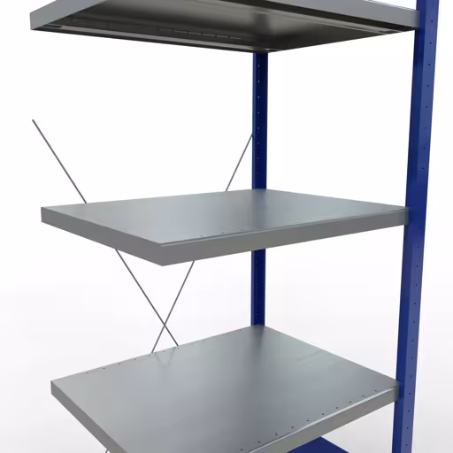Scaffali aggiuntivi, scaffali, sistema a innesto MULTIplus250, 2000 x 750 x 600 mm (AxLxP), 5 ripiani, traversa, RAL 5010 blu genziana/zincato/zincato di Schulte Lagertechnik della categoria Sistemi a innesto