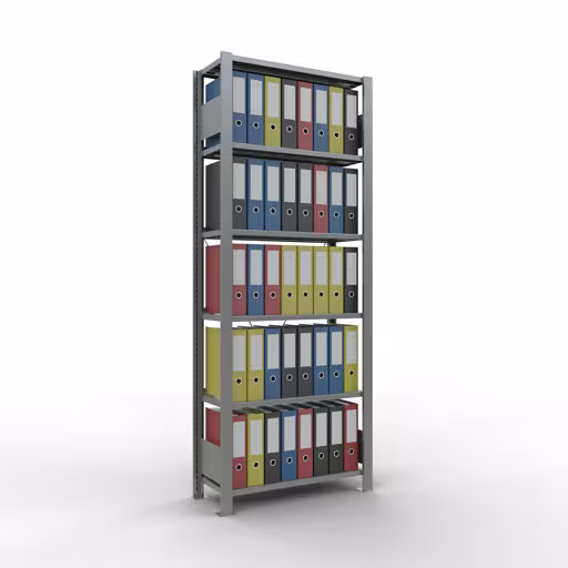 Figura n. 16 dell'articolo scaffale base, scaffale per ufficio, sistema a innesto MULTIplus85, 2000 x 750 x 300 mm (AxLxP), 6 ripiani, traversa, zincato, con barra di arresto del gruppo di prodotti scaffali per ufficio della marca Schulte Lagertechnik