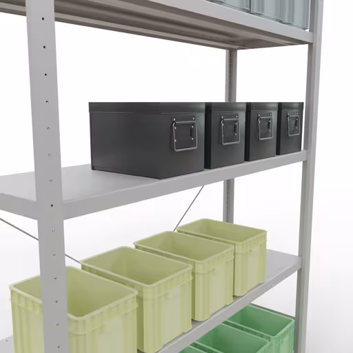 Immagine del prodotto n. 12 dell'articolo sistema a innesto ripiano base 2000x1300x400 mm, tipo 250 kg, grigio chiaro dalla gamma di prodotti sistema a innesto della marca Schulte Lagertechnik