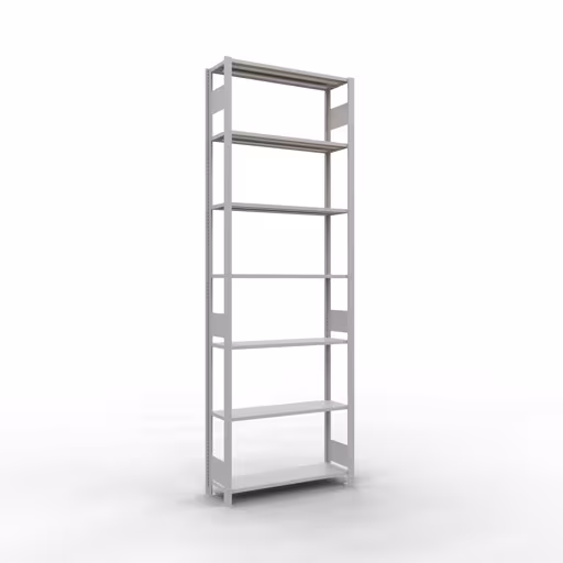 Étagère de base, étagère, système enfichable MULTIplus85, 3000 x 1000 x 300 mm (HxLxP), 7 étagères, barres de longueur, RAL 7035 gris clair de Schulte Lagertechnik Étagère de base, étagère, système enfichable MULTIplus85, 3000 x 1000 x 300 mm (HxLxP), 7 étagères, barres de longueur, gris clair RAL 7035, étagère de base, réf. 33032-LR